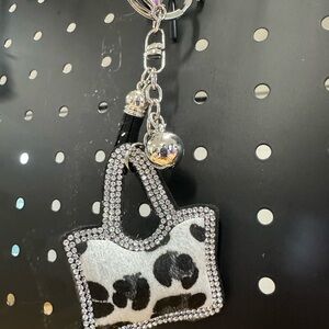 👉 Black & White Cow Mini Bag Charm | Exact Item Shown
